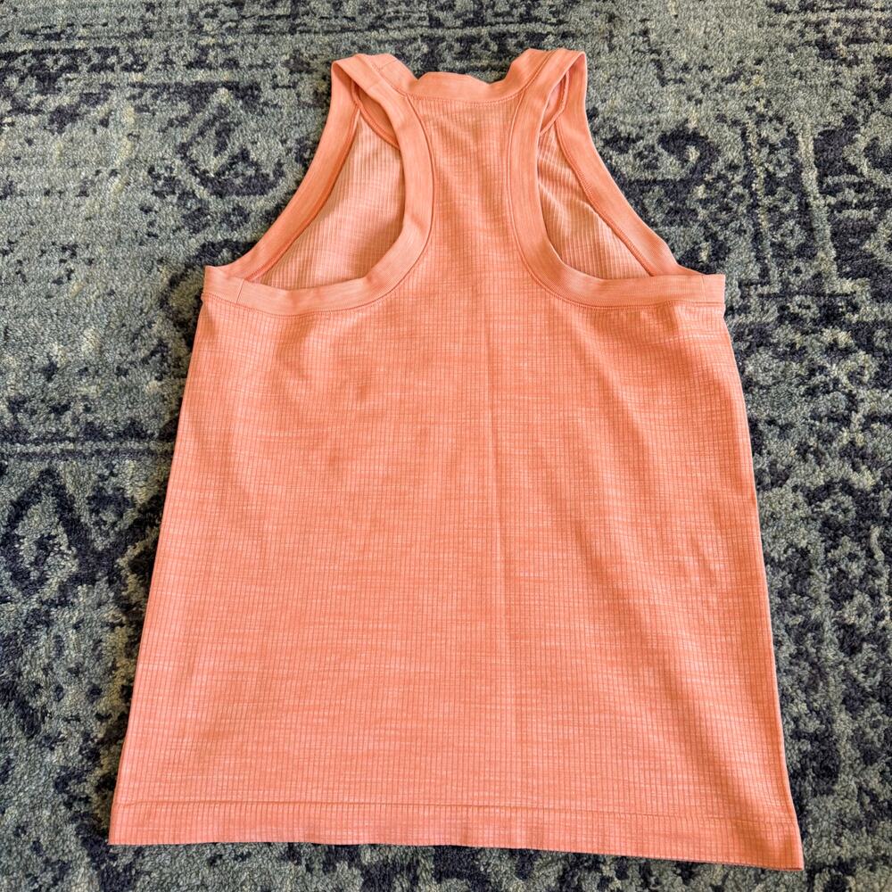 Athleta Coral Orange High Neck Ribbed Activewear Workout Tank Top Sz M/L Summer - Picture 5 of 5